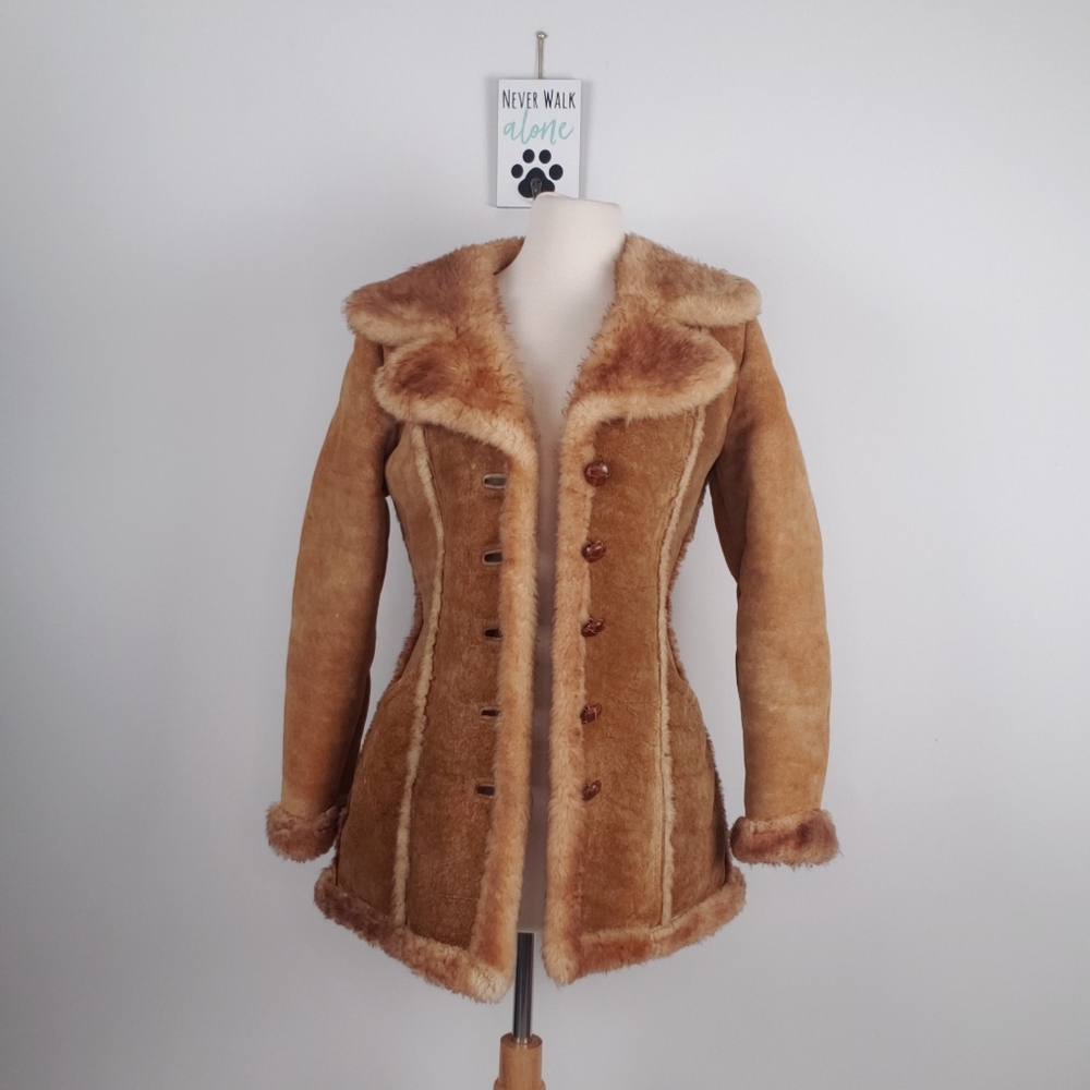 Vintage Sheepskin Leather & Shearling Fur Coat
